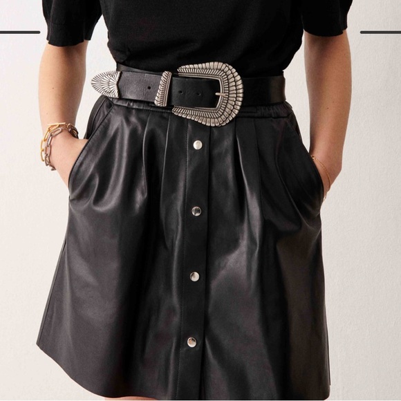 BA&SH black leather skirt NEW NWT size M - Picture 4 of 10